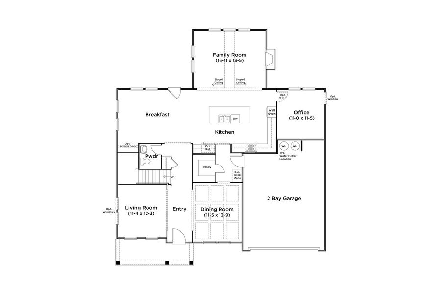 2D floor plan layout for the Stonefield - FL by DRB Homes in Brighton, Locust Grove, GA (Image 3).