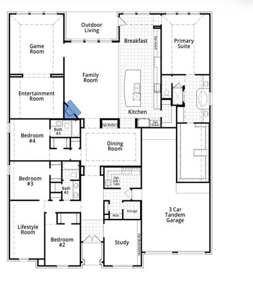 2D floor plan layout for the 274 Plan by Highland Homes in The Parks at Wilson Creek: 74ft. lots, Celina, TX (Image 5). 2D floor plan layout for the 274 Plan by Highland Homes in The Parks at Wilson Creek: 74ft. lots, Celina, TX (Image 5).