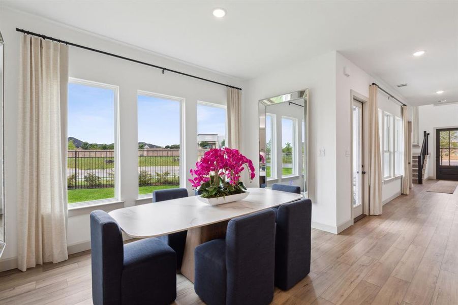 Whether it's grand dinner parties or cozy family meals, this light filled dining room is the perfect place for you to entertain.