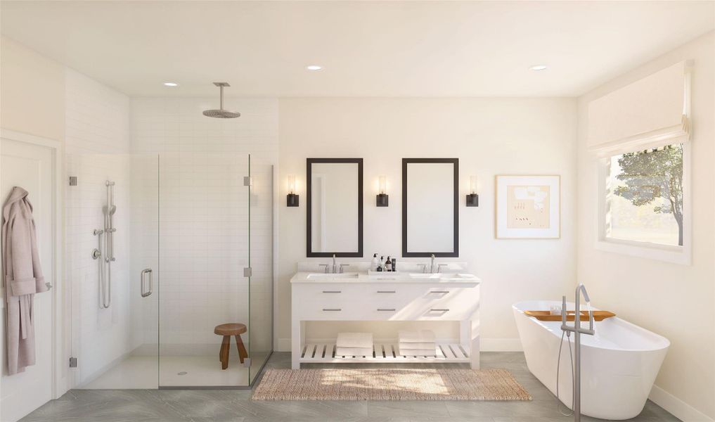 Relaxing primary bath (*Artist rendering used for illustration purposes only.)