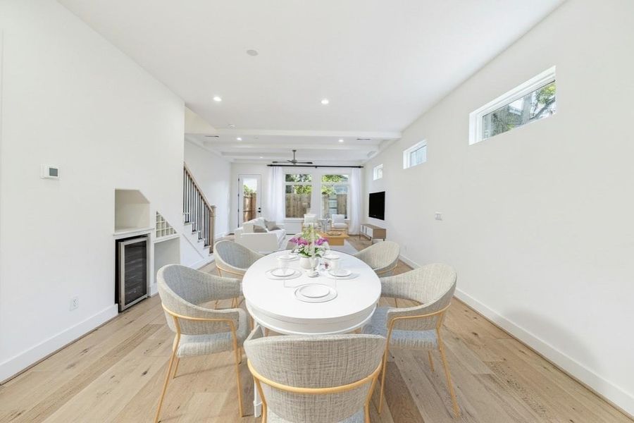 A view from the dining area onto the living rom. A view from the dining area onto the living rom.