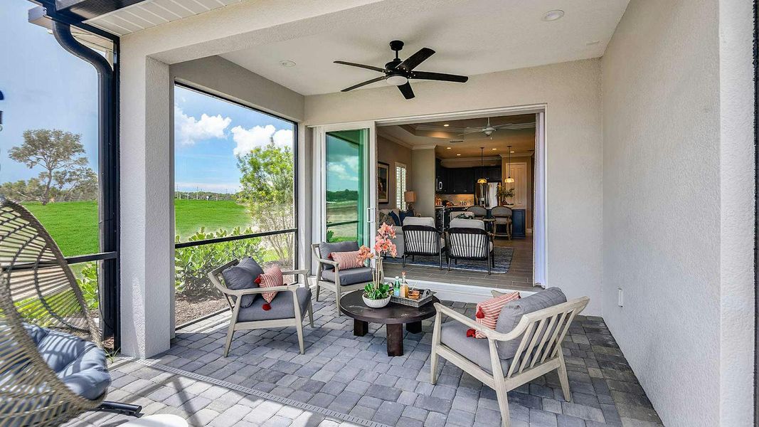 Exterior details and patio area of a home in Windward Real Estate and Homes for Sale in Sarasota, FL - Neal Communities, Sarasota (Image 4).