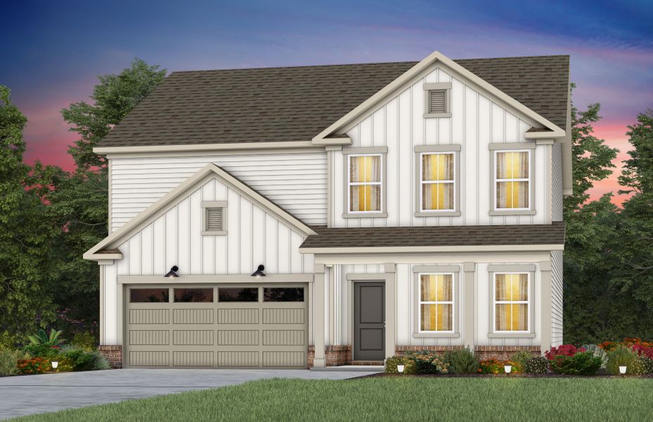 Front exterior of a new home in Michaux Gardens, Belmont, NC, highlighting curb appeal (Image 27).