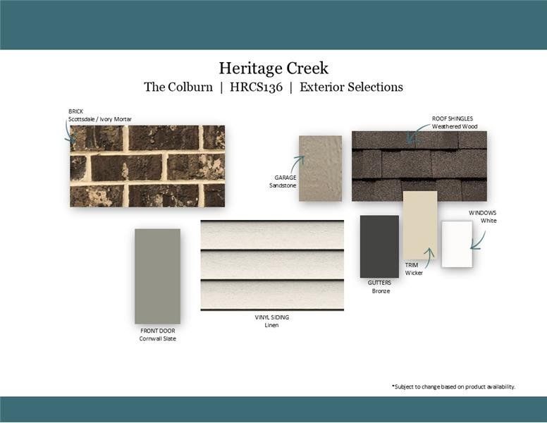 Sample of building materials used in homes in Heritage Creek, Nashville (Image 45).