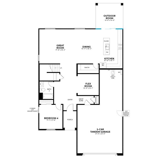 Floor 1: Sliding Glass Door Option