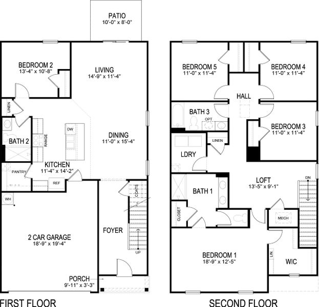 2D floor plan layout of this home in Hawk's Ridge, Rossville, GA (Image 2).