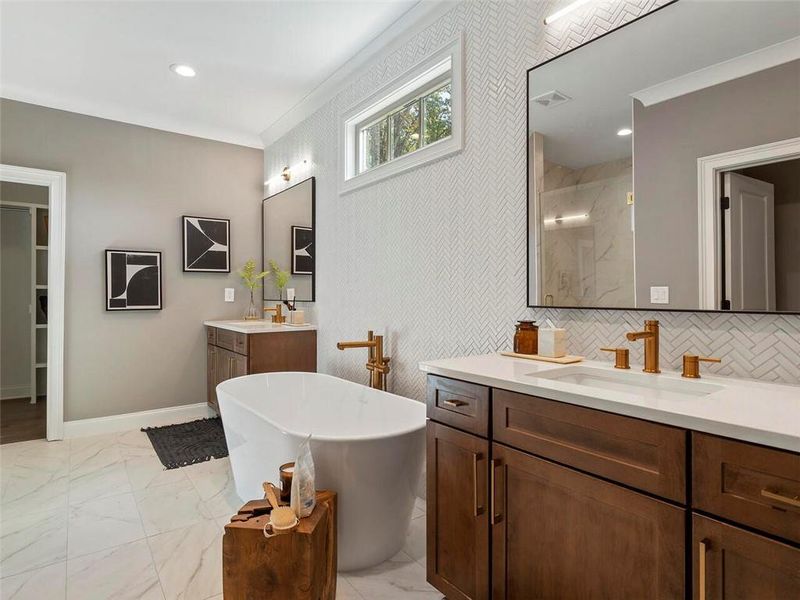 Furnished interior view inside a new home in , Suwanee (Image 59).