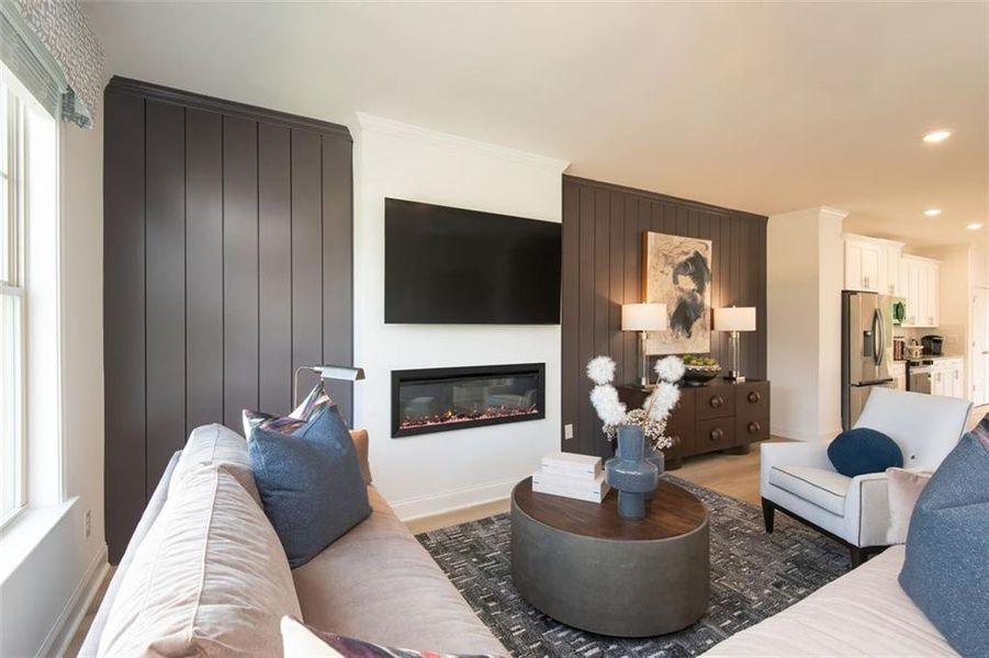 Furnished interior view inside a new home in Towns at Enclave, Lawrenceville (Image 7). Furnished interior view inside a new home in Towns at Enclave, Lawrenceville (Image 7).