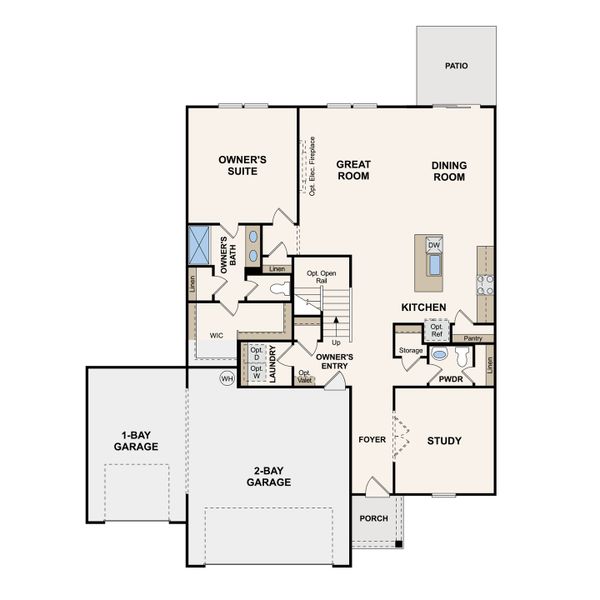 2D floor plan layout for the Calderwood by Century Communities in The Oaks, Mount Juliet, TN (Image 3).