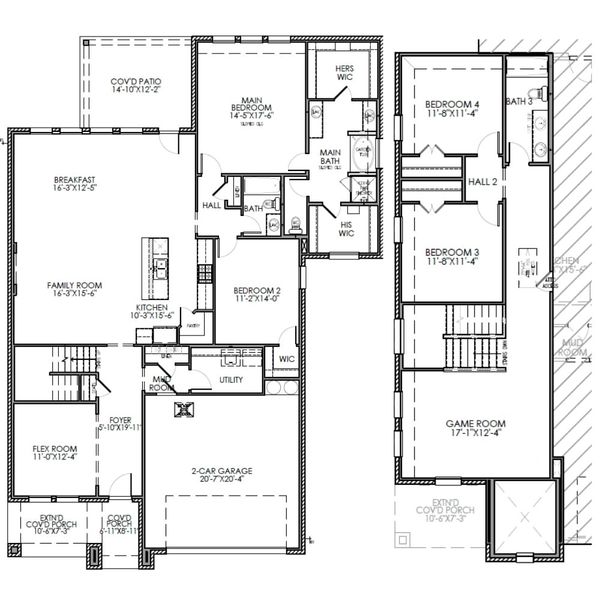 2D floor plan layout for the The Monticello by Lillian Custom Homes in Polo Ridge, Forney, TX (Image 5).