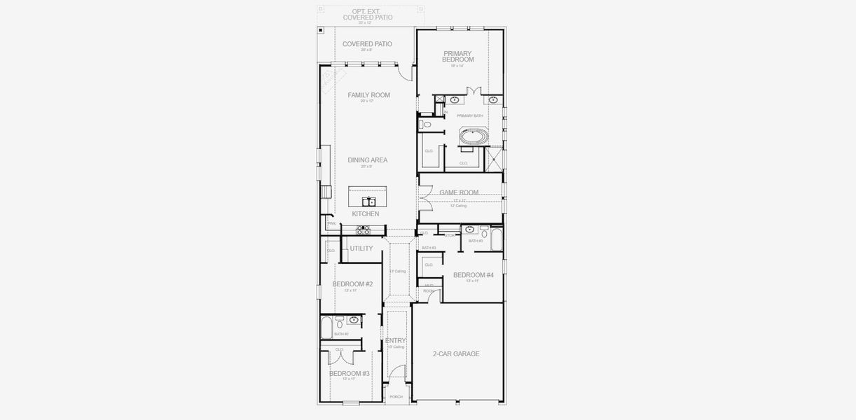 2D floor plan layout for the 2545W by Perry Homes in Ramble, Celina, TX (Image 5).