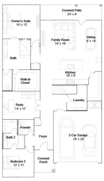 2D floor plan layout of this home in Anniston, Katy, TX (Image 3).