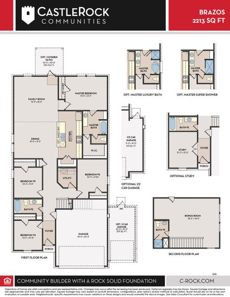 2D floor plan layout for the Brazos by CastleRock Communities in Lone Oak, San Antonio, TX (Image 3).