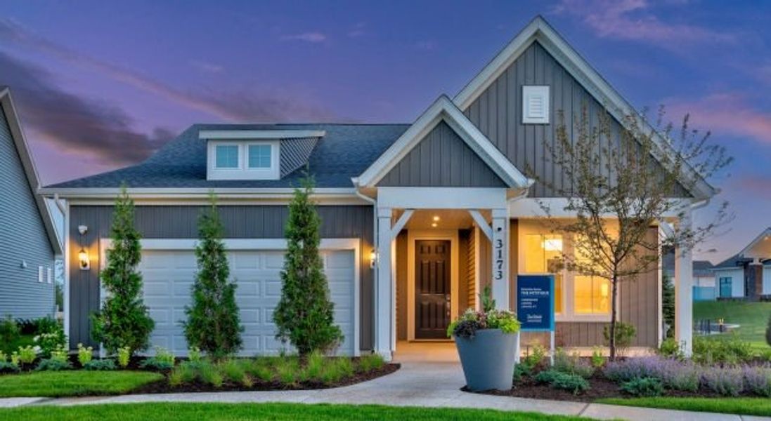 Representative exterior photo of a completed home built from the Mystique by Pulte Homes in Midpoint at New Riverside, Bluffton, SC (Image 2). Representative exterior photo of a completed home built from the Mystique by Pulte Homes in Midpoint at New Riverside, Bluffton, SC (Image 2).