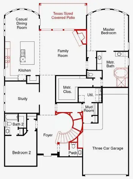 2D floor plan layout of this home in The Meadows at Imperial Oaks, Spring, TX (Image 2). 2D floor plan layout of this home in The Meadows at Imperial Oaks, Spring, TX (Image 2).
