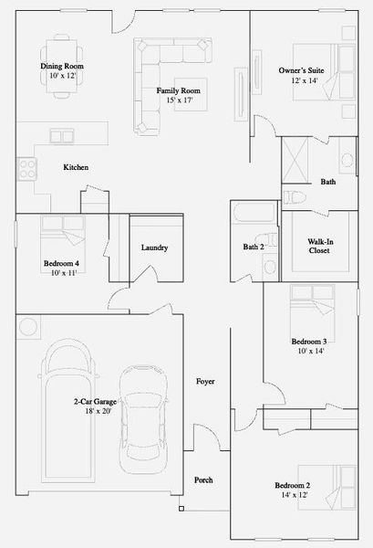2D floor plan layout of this home in Trails at Cochran Ranch, Waller, TX (Image 2). 2D floor plan layout of this home in Trails at Cochran Ranch, Waller, TX (Image 2).