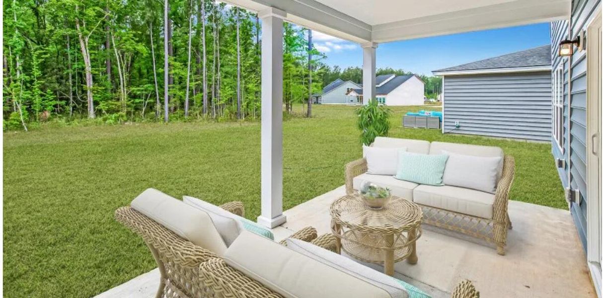 Exterior details and patio area of a home in Limehouse Farms, Summerville (Image 2).