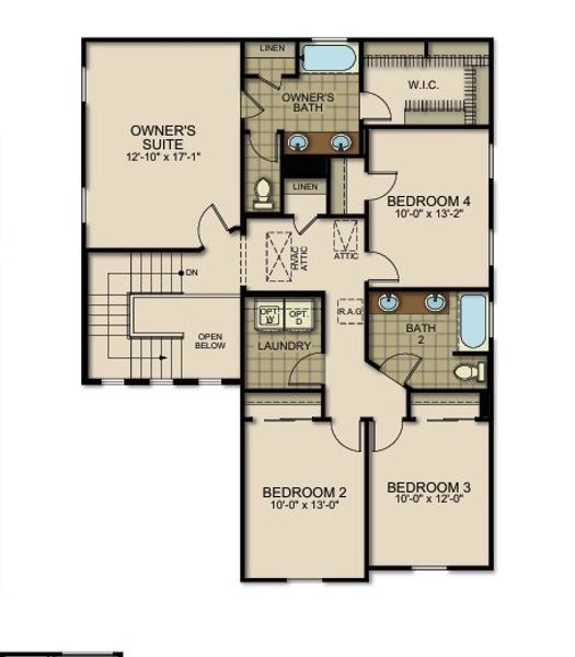 2D floor plan layout of this home in Verdancia, Horizon City, TX (Image 3).