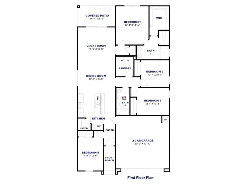 2D floor plan layout for the Loon by D.R. Horton in Desert Moon Estates, Buckeye, AZ (Image 3).
