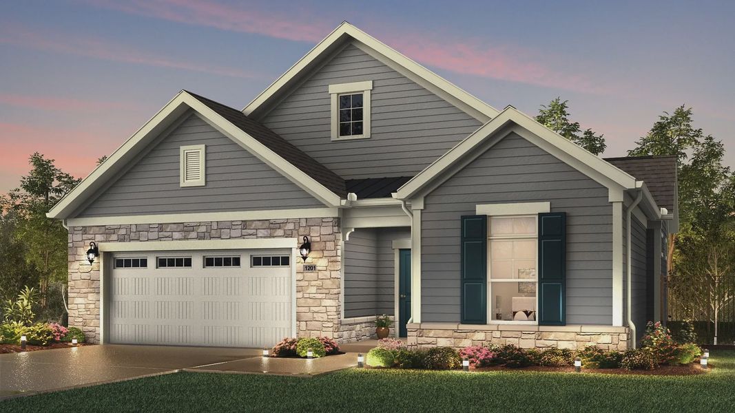 Representative exterior photo of a completed home built from the Portico by Epcon Communities in The Villas at Pinewood, Asheboro, NC (Image 24). Representative exterior photo of a completed home built from the Portico by Epcon Communities in The Villas at Pinewood, Asheboro, NC (Image 24).