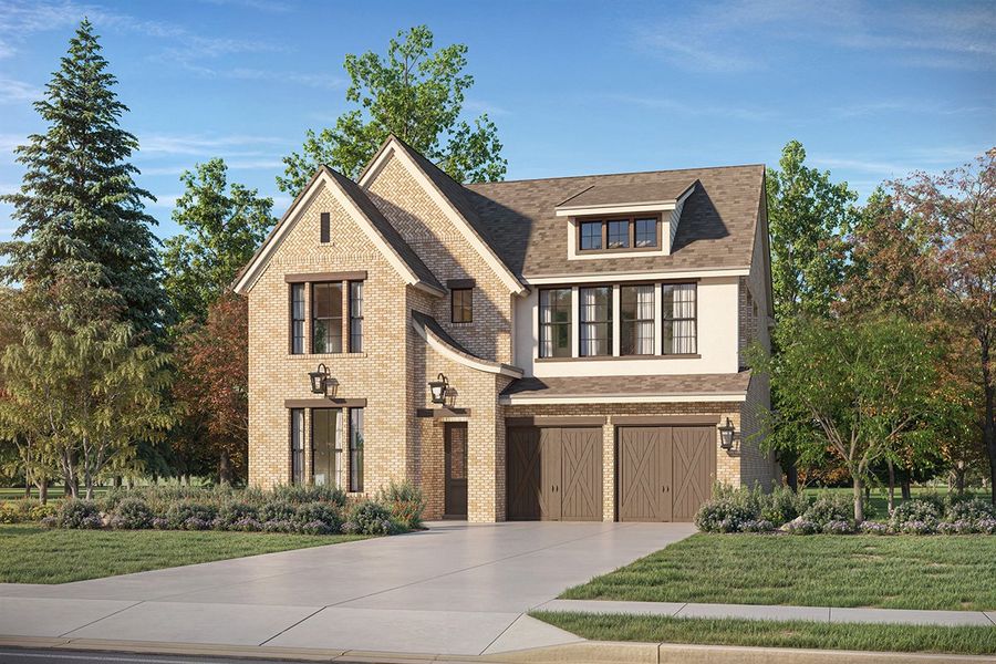 Representative exterior photo of a completed home built from the Ryder by Landon Homes in Fields - Brookside North, Frisco, TX (Image 2). Representative exterior photo of a completed home built from the Ryder by Landon Homes in Fields - Brookside North, Frisco, TX (Image 2).