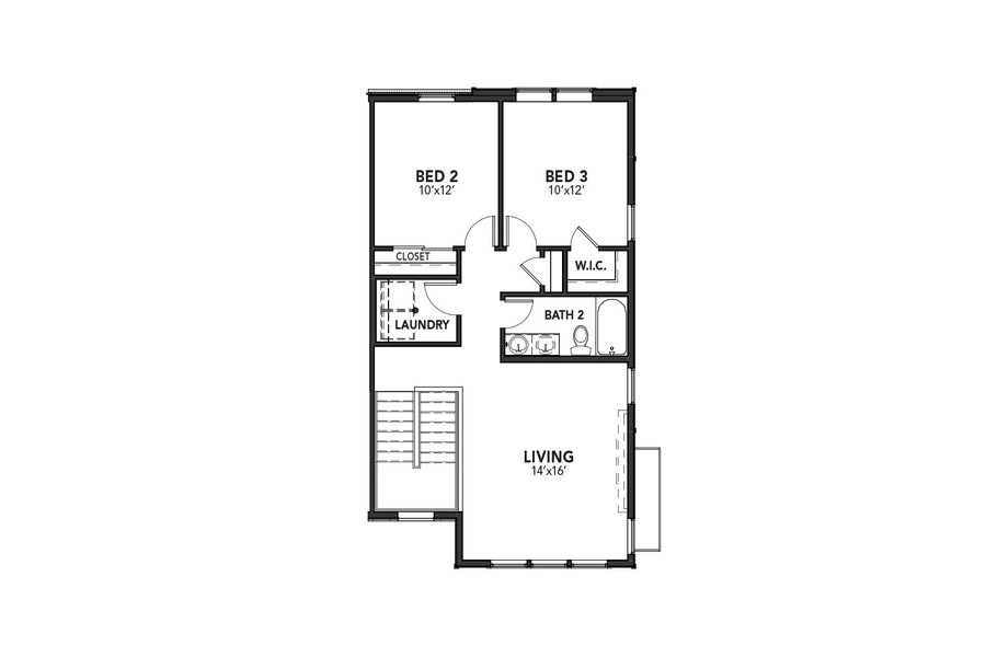 2D floor plan layout for the Harvard by Brightland Homes in Windler Townhomes, Aurora, CO (Image 5).
