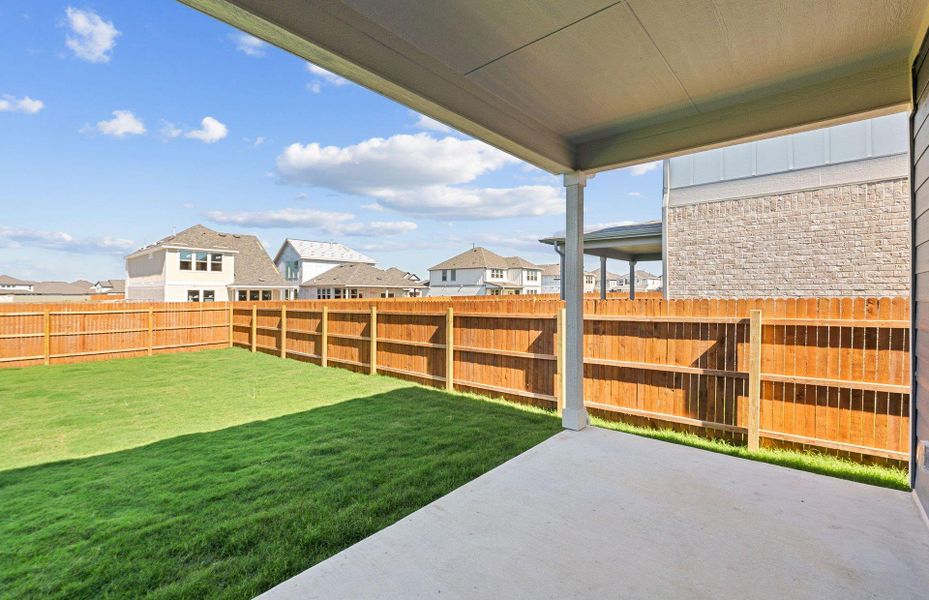 Exterior details and patio area of a home in Santa Rita Ranch, Liberty Hill (Image 19). Exterior details and patio area of a home in Santa Rita Ranch, Liberty Hill (Image 19).