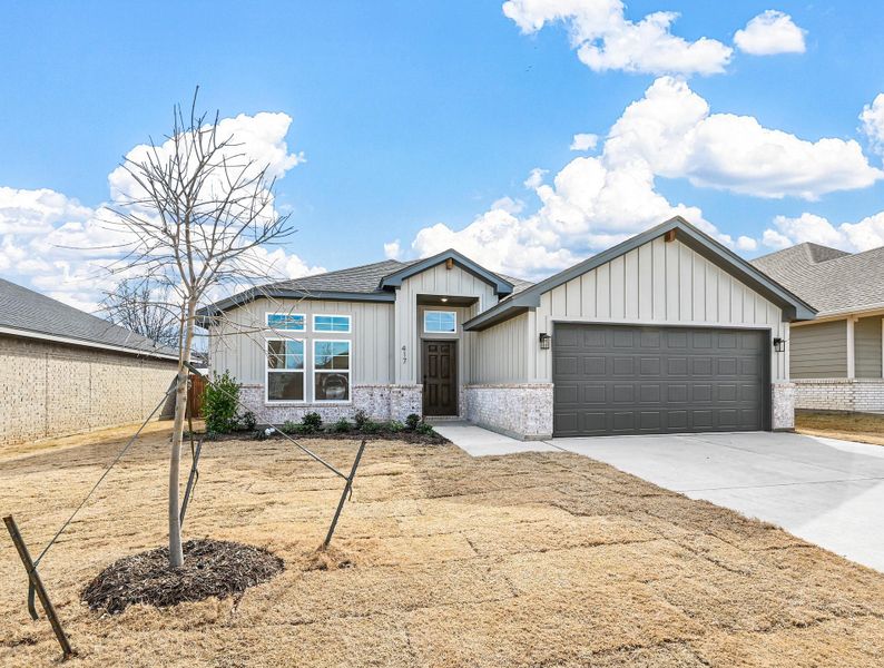 Representative exterior photo of a completed home built from the Hanover by Cheldan Homes in Sunset Ridge, Keene, TX (Image 33). Representative exterior photo of a completed home built from the Hanover by Cheldan Homes in Sunset Ridge, Keene, TX (Image 33).