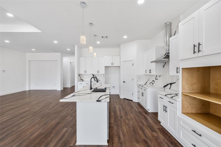 Custom shelves for coffee/bar area within the kitchen