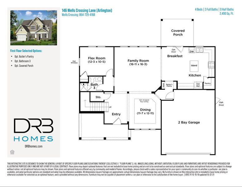 2D floor plan layout of this home in Wells Crossing, Seneca, SC (Image 3).