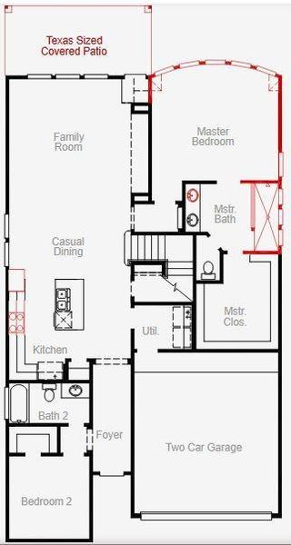 2D floor plan layout of this home in Two Step Farm, Montgomery, TX (Image 3).