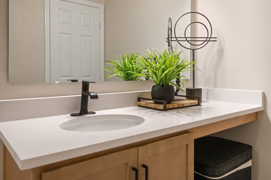 Extended vanity with knee space at bath 2