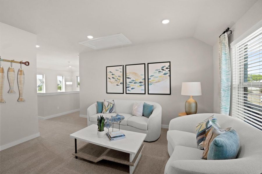 Furnished interior view inside a new home in Lakeside at Tessera, Lago Vista (Image 12). Furnished interior view inside a new home in Lakeside at Tessera, Lago Vista (Image 12).