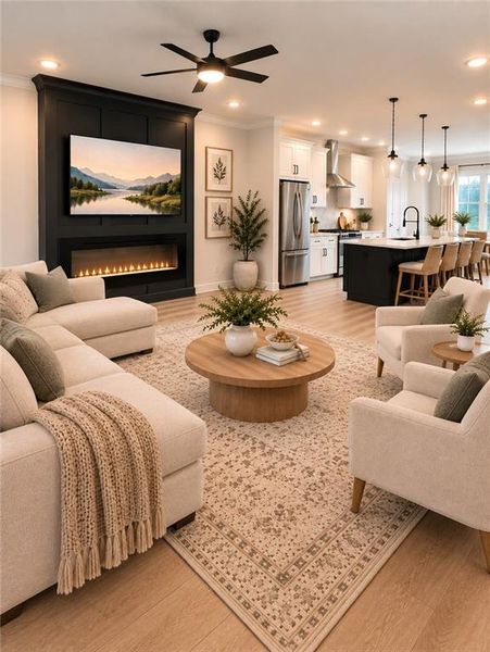 Furnished interior view inside a new home in Townes at South Main, Kennesaw (Image 9). Furnished interior view inside a new home in Townes at South Main, Kennesaw (Image 9).
