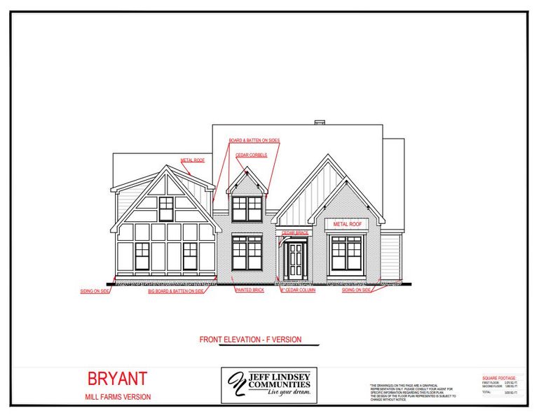 Representative rendering of the exterior for the Bryant F by Jeff Lindsey Communities (Image 1). Representative rendering of the exterior for the Bryant F by Jeff Lindsey Communities (Image 1).