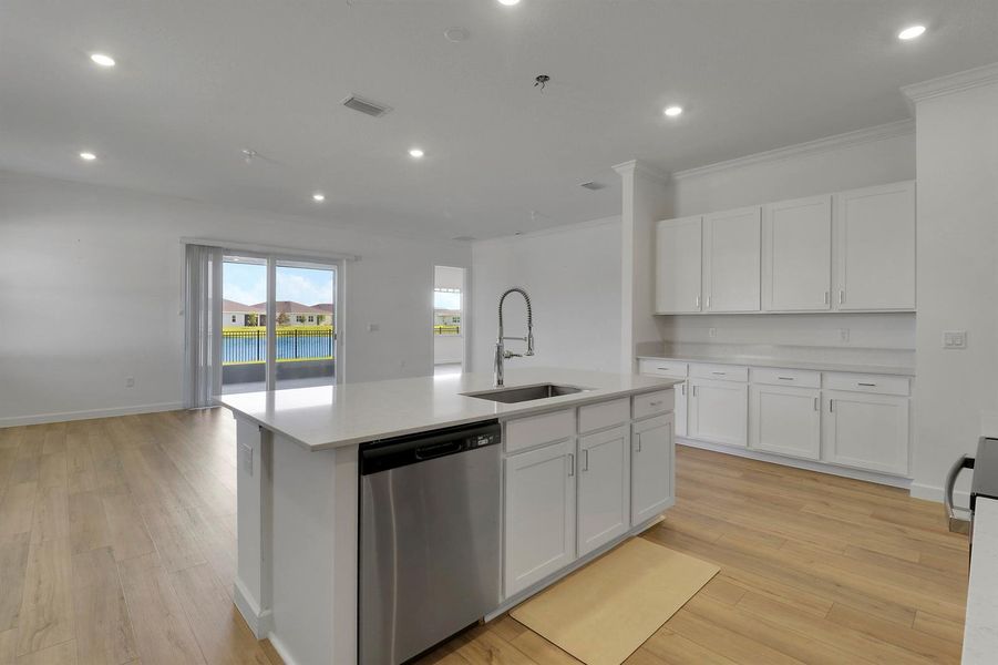 Kitchen angle with Great room background