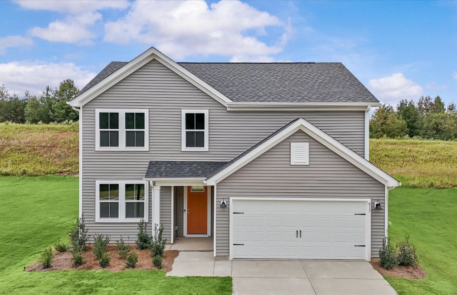 Front exterior of a new home in Sweetwater Hills, Moore, SC, highlighting curb appeal (Image 19).