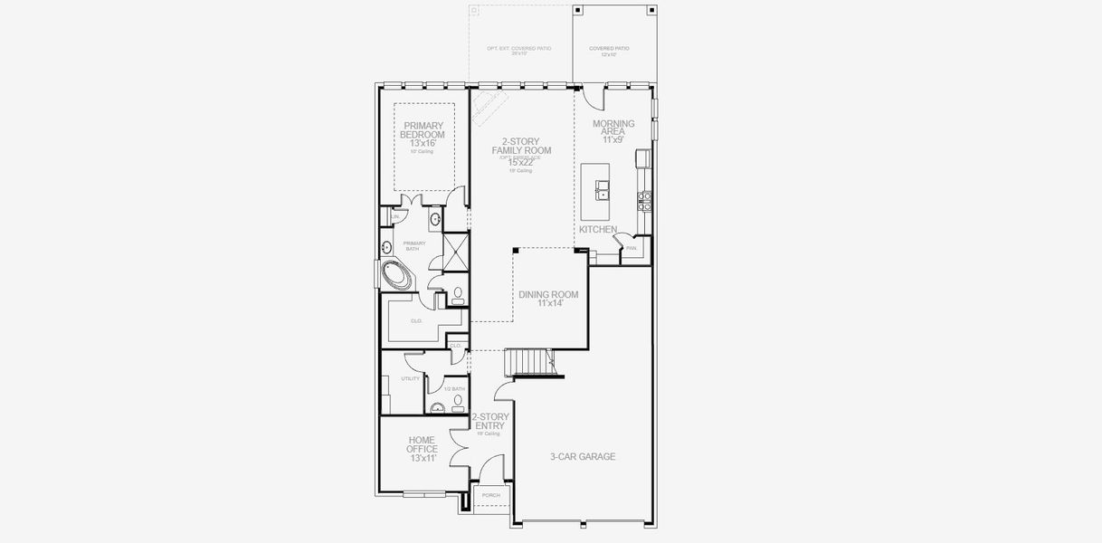2D floor plan layout for the 3190W by Perry Homes in The Parklands, Santa Clara, TX (Image 3).