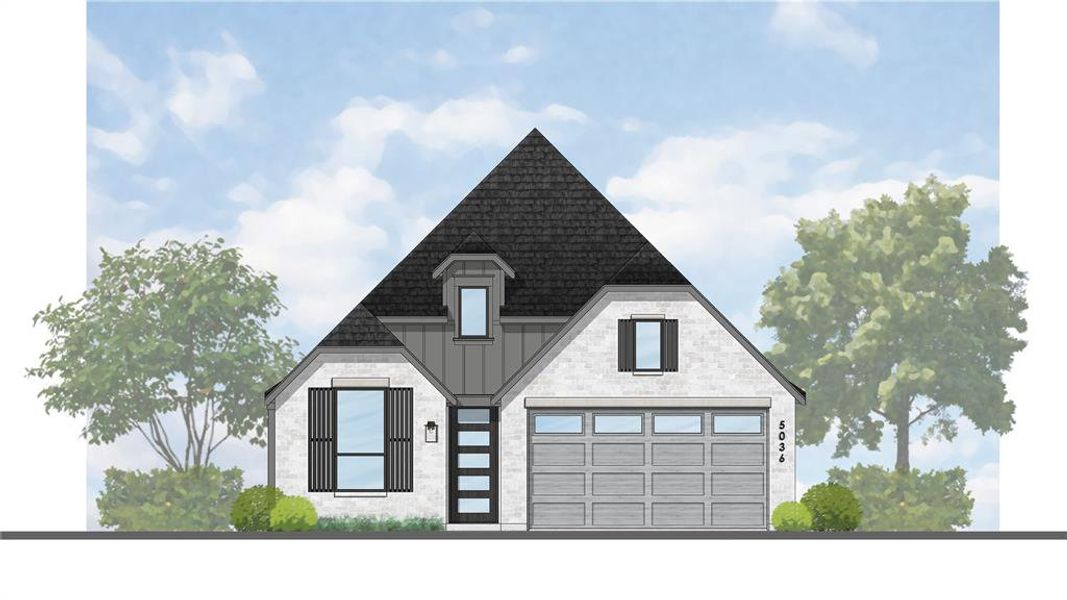 Exterior rendering of this home design in Treeline, Justin, TX (Image 3).