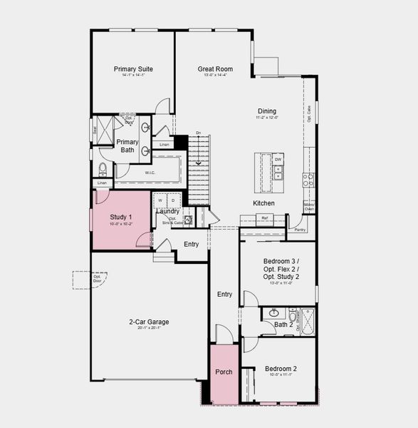 2D floor plan layout of this home in Trailstone Explorer Collection, Arvada, CO (Image 19).