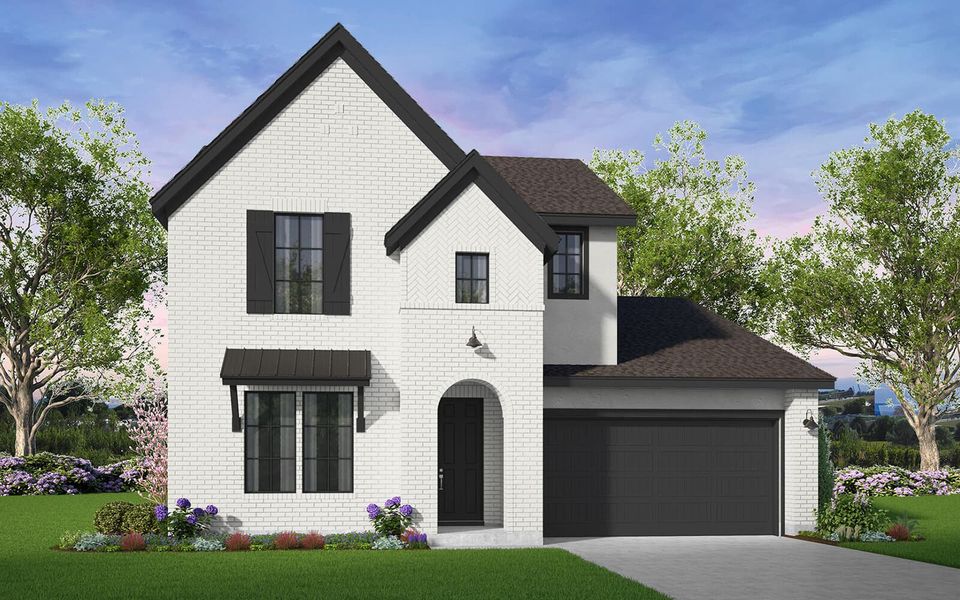 Representative exterior photo of a completed home built from the Oberlin by Brookfield Residential in 50' Traditional Homes at Elyson, Katy, TX (Image 12).