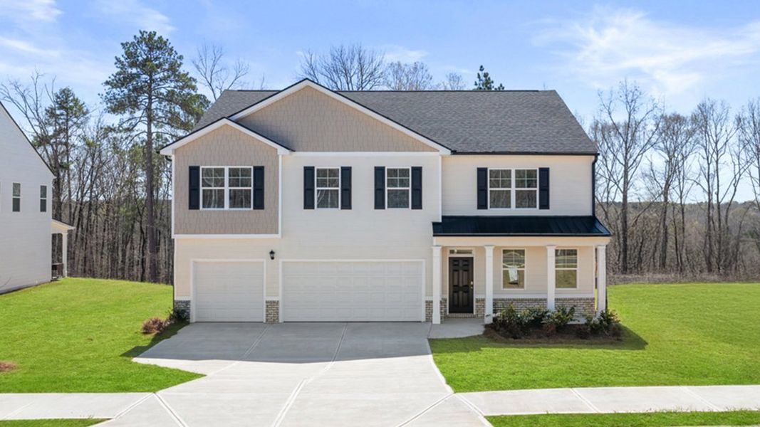 Front exterior of a new home in The Abbey at Trolley Run Station, Aiken, SC, highlighting curb appeal (Image 1).
