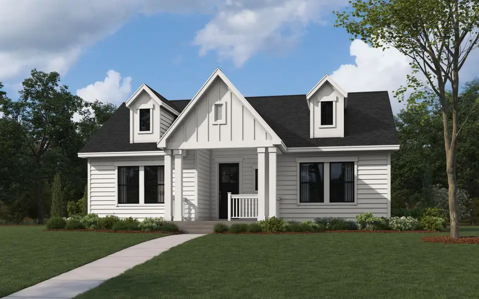 Front exterior of a new home in MidTowne, Midlothian, TX, highlighting curb appeal (Image 3).
