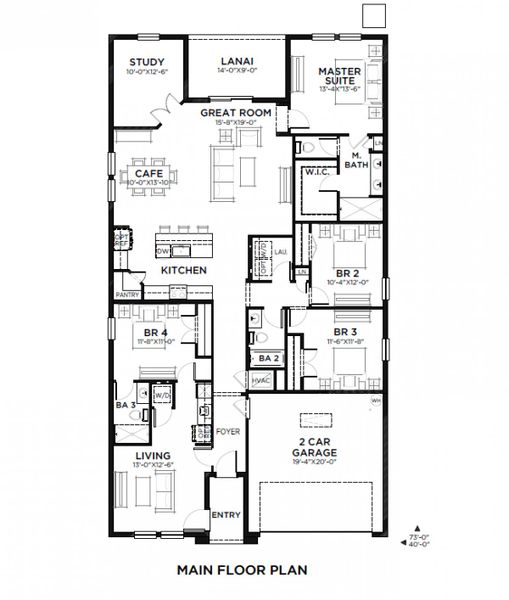 2D floor plan layout for the Esperanza by Casa Fresca Homes in Wynnstone, Davenport, FL (Image 3).