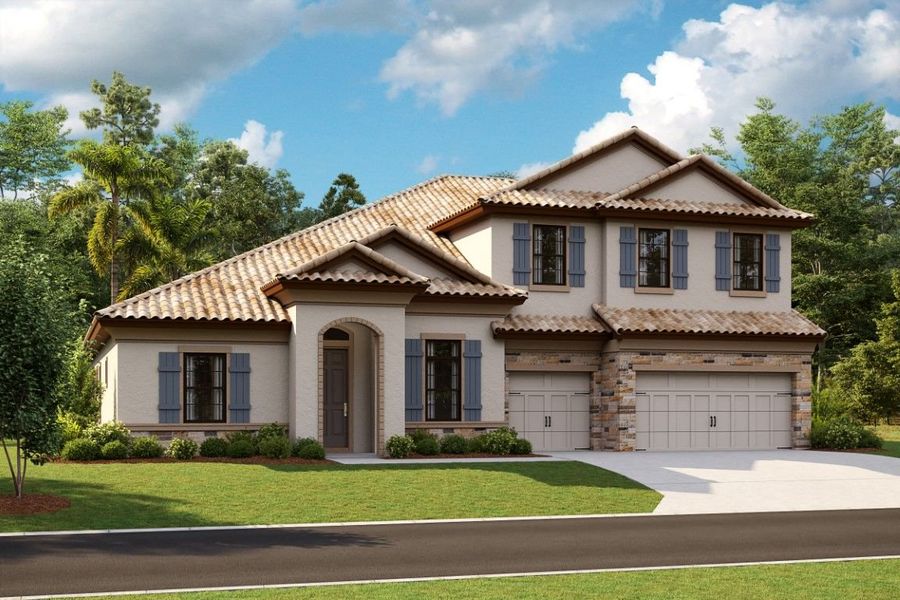 Representative exterior photo of a completed home built from the Key West II by Homes by WestBay in Creek Ridge Preserve, Lithia, FL (Image 22).