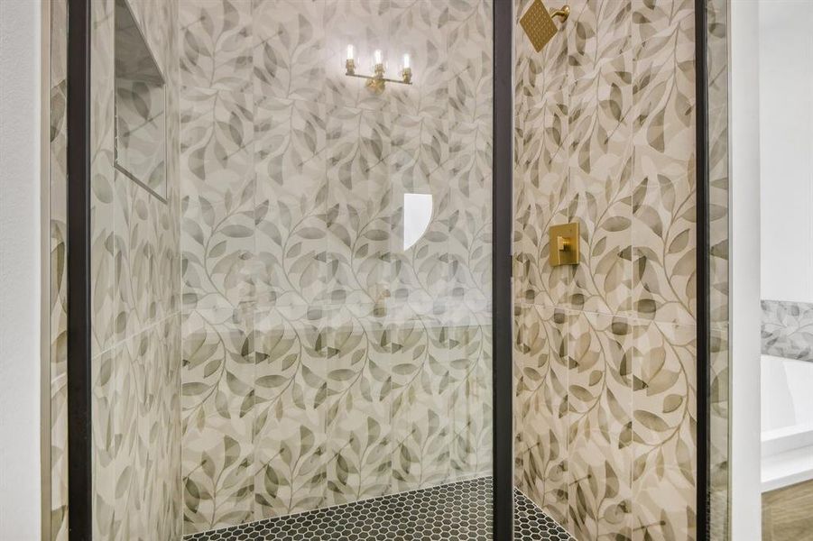 Bathroom view of a shower stall Bathroom view of a shower stall