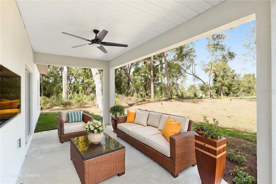 Large Covered Lanai (Virtually Staged)