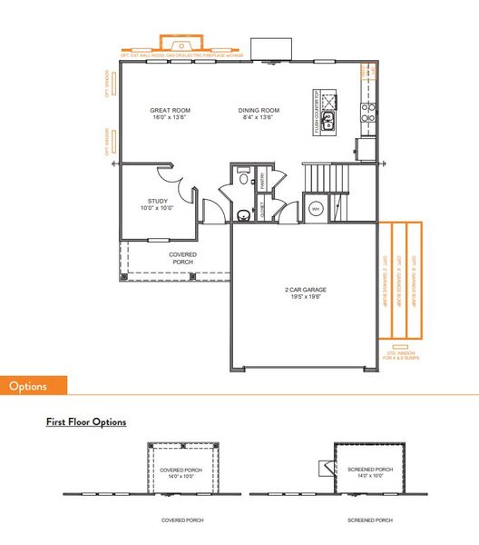 2D floor plan layout for the Reeves by True Homes in Whispering Hills, Locust, NC (Image 4).