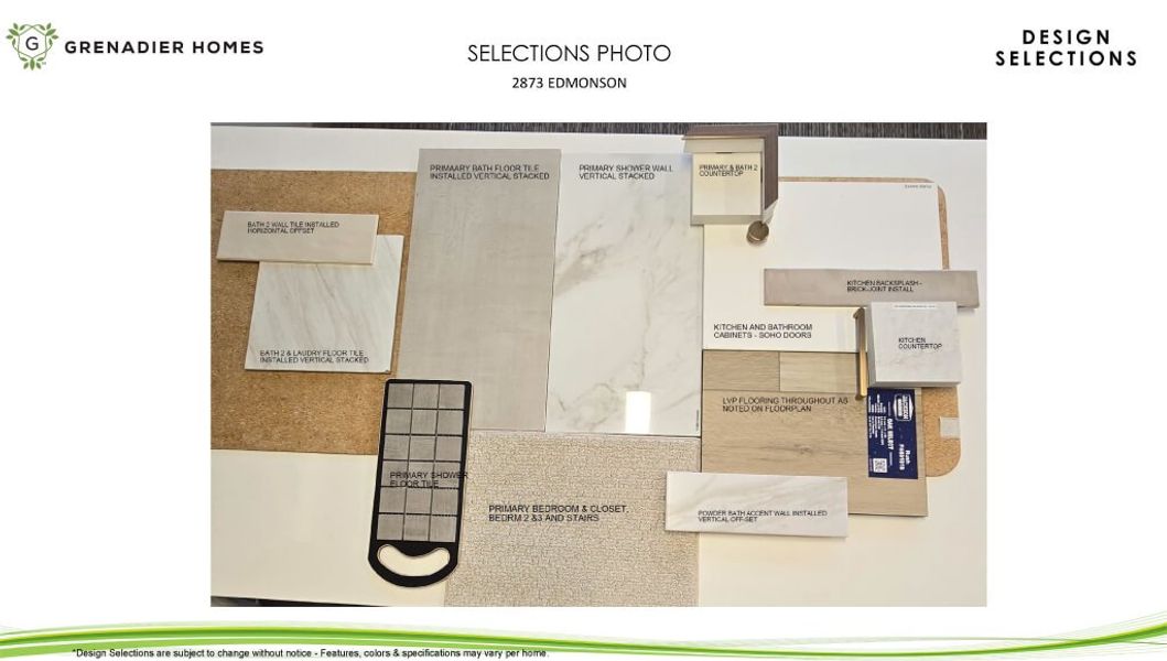 Sample of building materials used in homes in The Tribute, The Colony (Image 12).