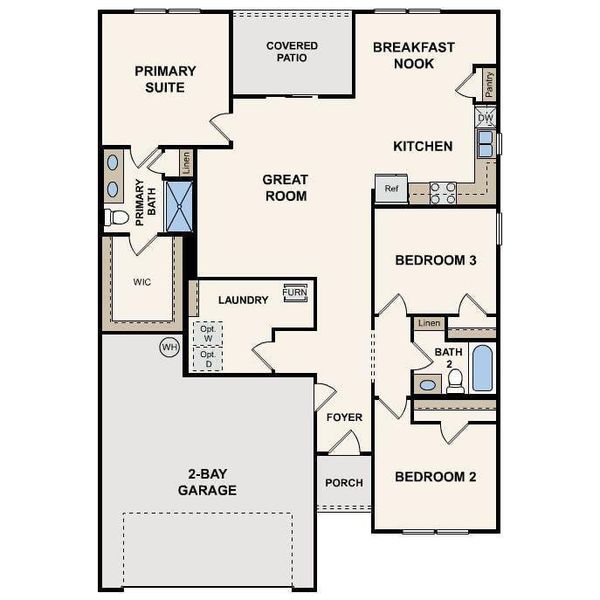 2D floor plan layout of this home in Woodlake Landing, Hartwell, GA (Image 2).